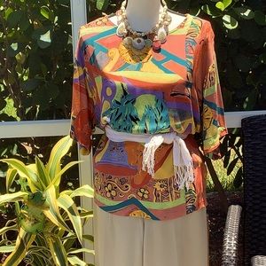 A Moroccan inspired over sized Karen Kane top
